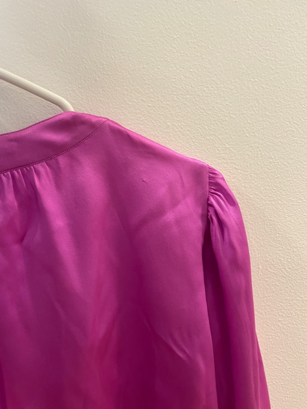 Vintage Saint Laurent Silk Tie-Neck Blouse in Fuchsia - Picture 10 of 13